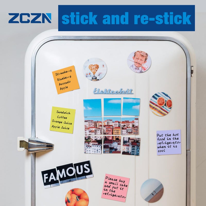 ZCZN 400 Sheets Pop-up Sticky Notes, 3 x 3 Inches, 4 Pads Bright Color Self-Stick Notes, 100 Sheets/Pad, Blue - Image 3